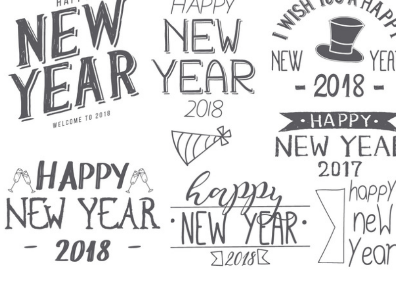 2018新年艺术字设计PS笔刷