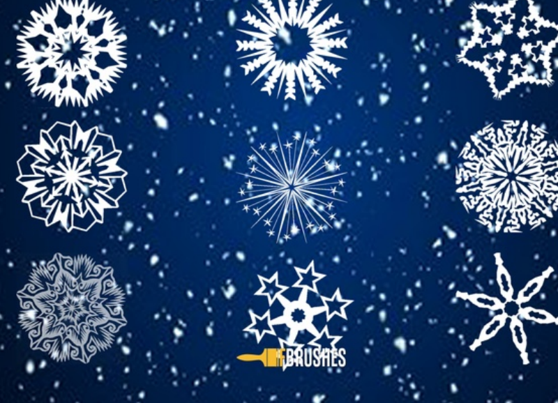 9种创意的雪花形状PS笔刷