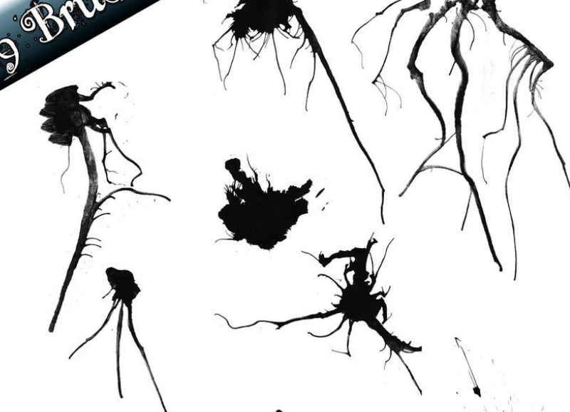 9种液体被吹后流淌效果PS笔刷