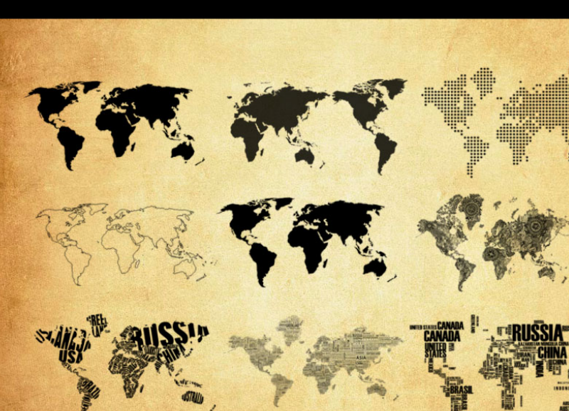 世界版图和世界地图PS笔刷