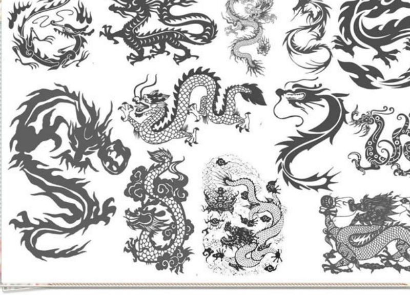 中国风龙纹图案装饰效果笔刷