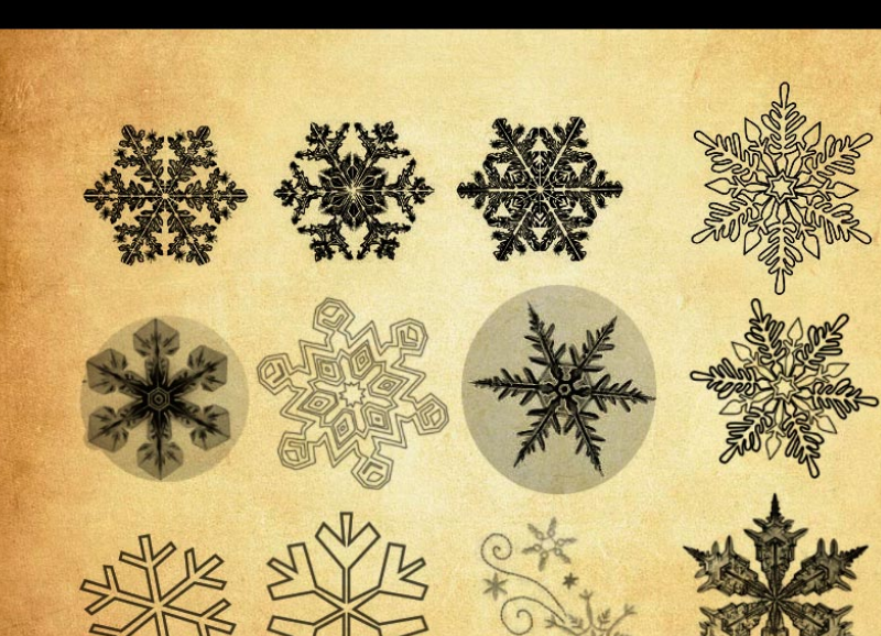 冬季雪花形状和图形PS笔刷