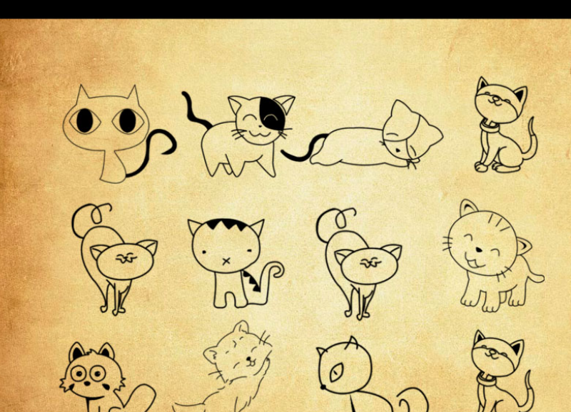 卡哇伊猫咪图案PS笔刷
