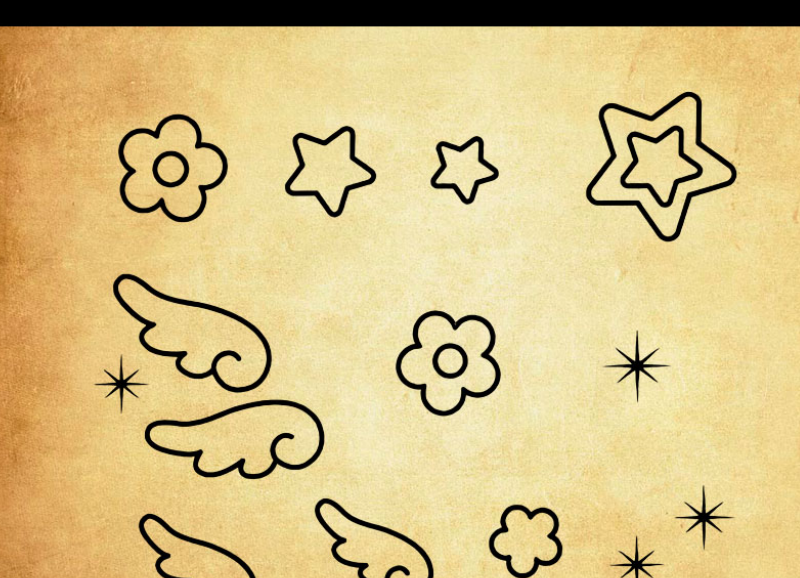 卡通五角星和翅膀PS笔刷
