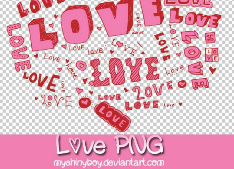 可爱的卡通LOVE标语设计笔刷