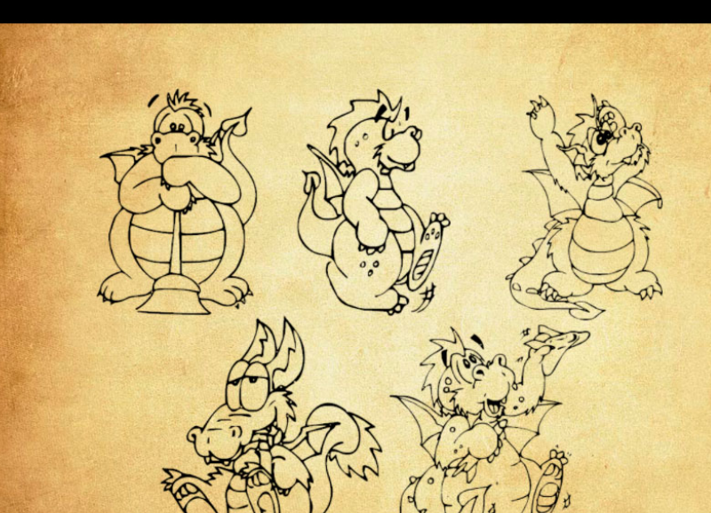 可爱的恐龙线描PS笔刷