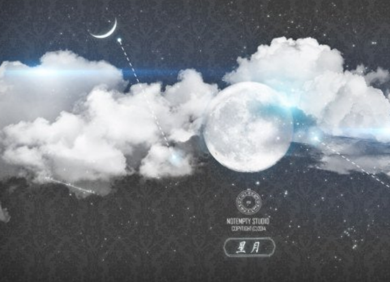 夜晚月亮和云彩云朵笔刷