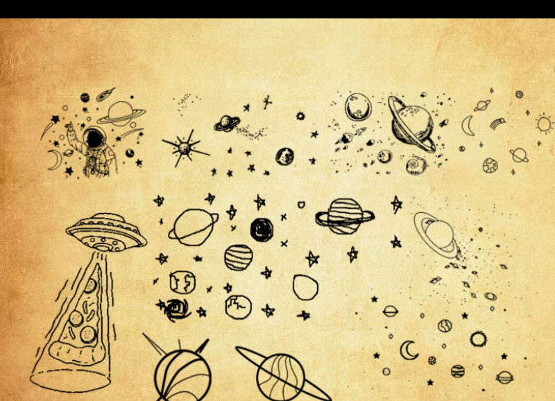 手绘星球和星系装饰PS笔刷