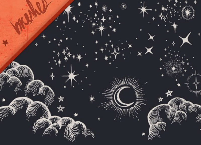 手绘月亮和星星装饰笔刷