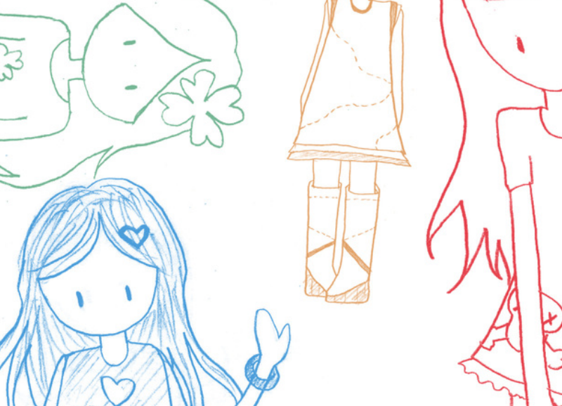 手绘涂鸦小女孩PS笔刷