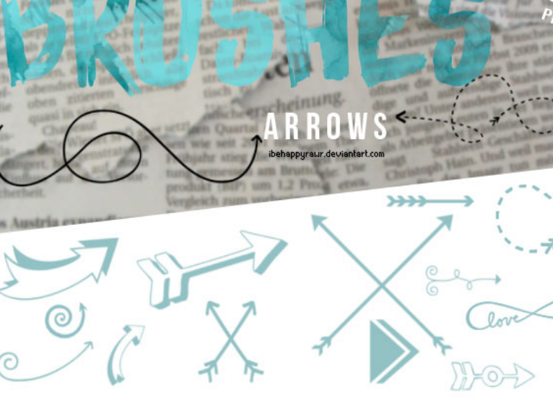手绘涂鸦箭头和虚线箭头PS笔刷
