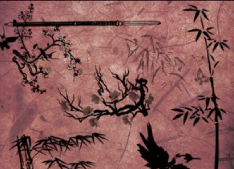梅花竹叶树枝笔刷