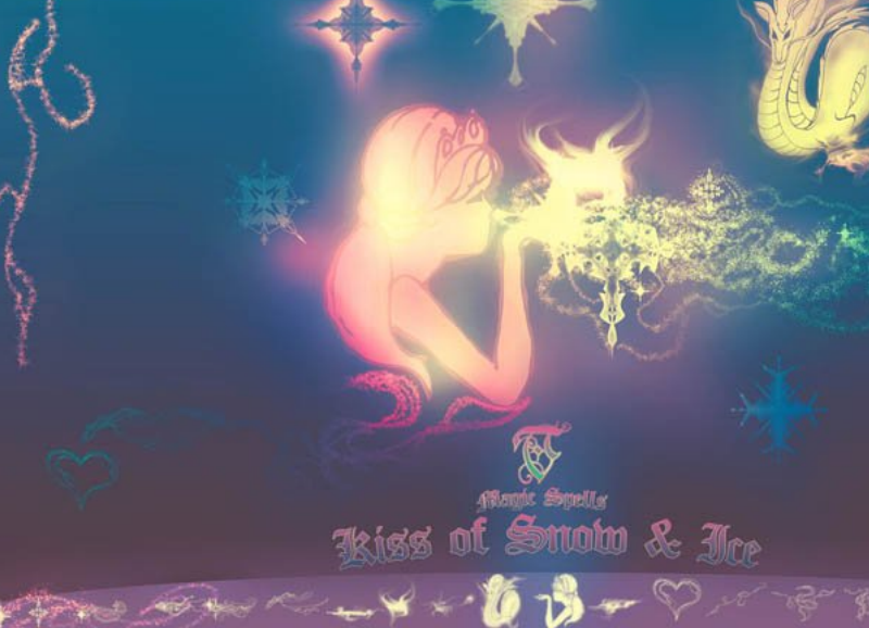 梦幻的心形光线和星光PS笔刷