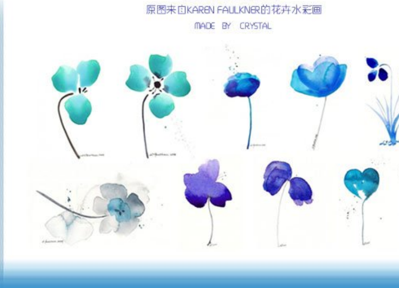 漂亮的水彩花朵花卉笔刷