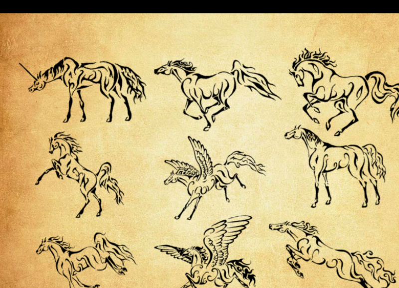 矢量线描飞马图案PS笔刷