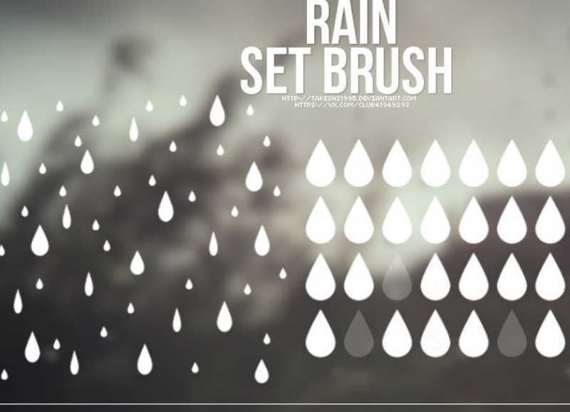 矢量风格雨滴和雨点效果PS笔刷