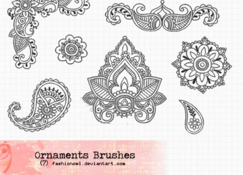 线描效果的古典花纹笔刷
