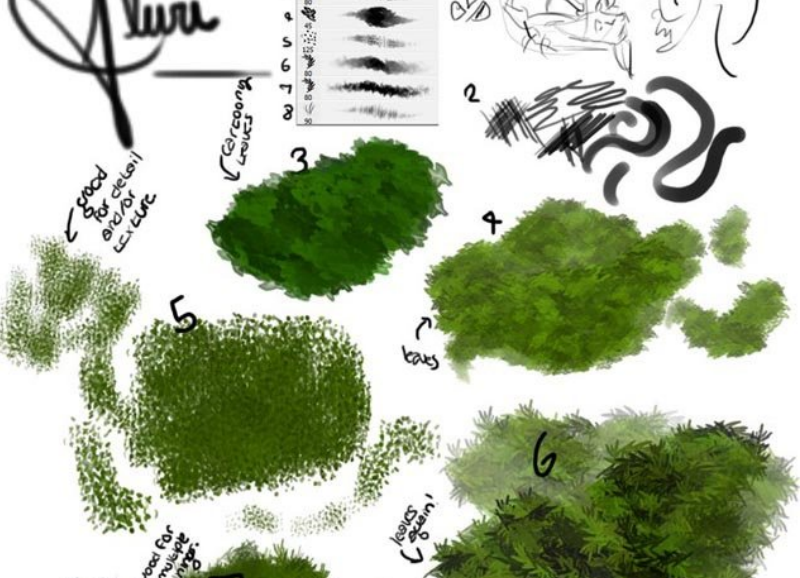 绿色植物和草丛等绘画笔刷