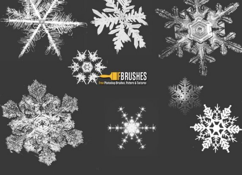 超逼真的冬季雪花形状笔刷 超逼真的冬季雪花形状笔刷