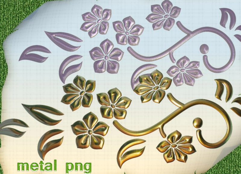 金色花枝和花朵装饰PS笔刷