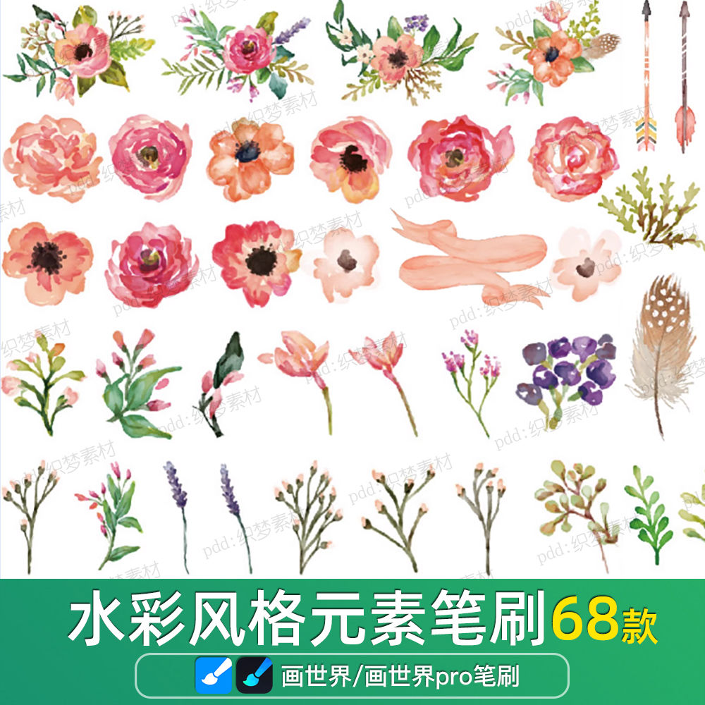 图片[6]-画世界植物笔刷与中英文字体资源