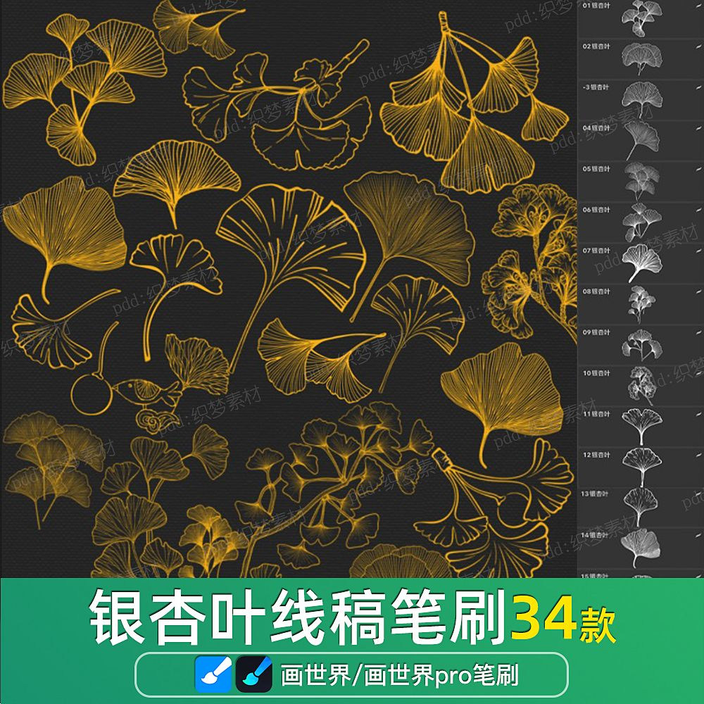图片[9]-画世界植物笔刷与中英文字体资源