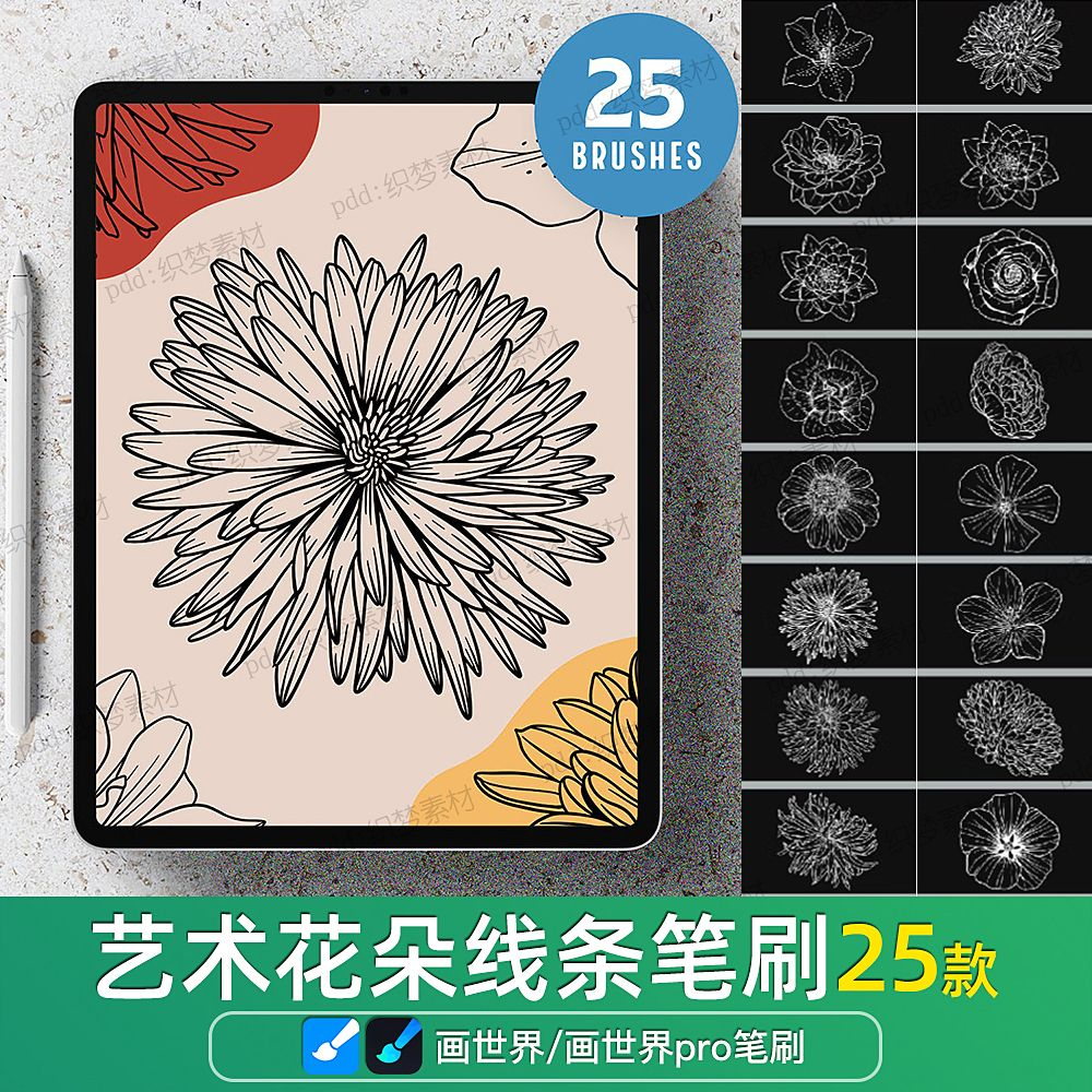 图片[10]-画世界植物笔刷与中英文字体资源