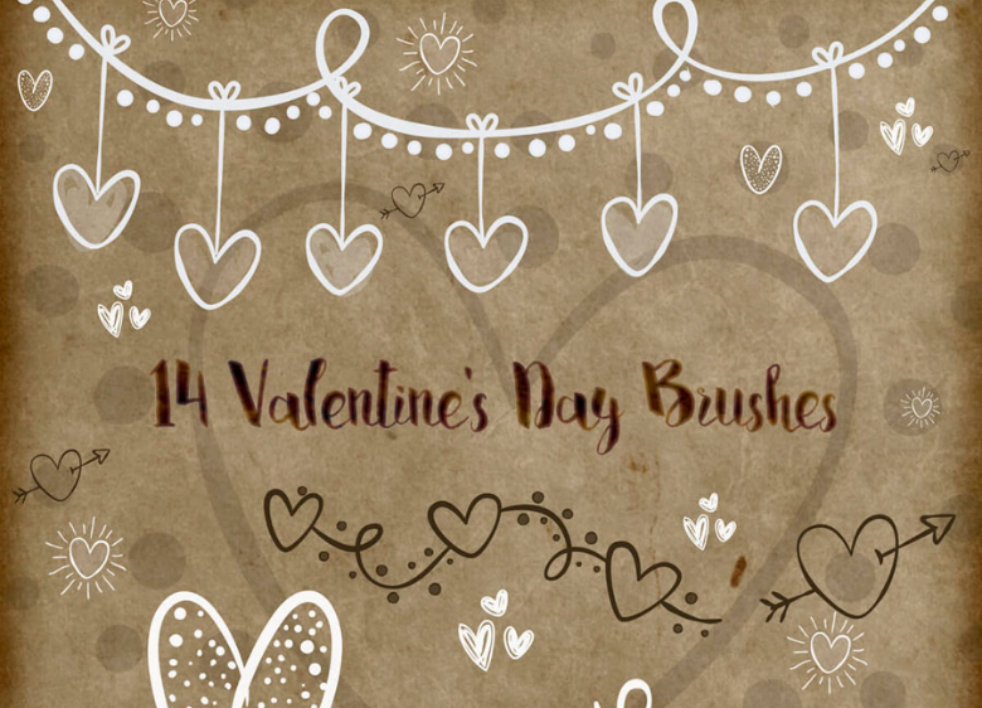 14款手绘心形吊饰PS笔刷 - 专业14款手绘心形吊饰设计素材，适配Photoshop各类创作场景-25虚拟网