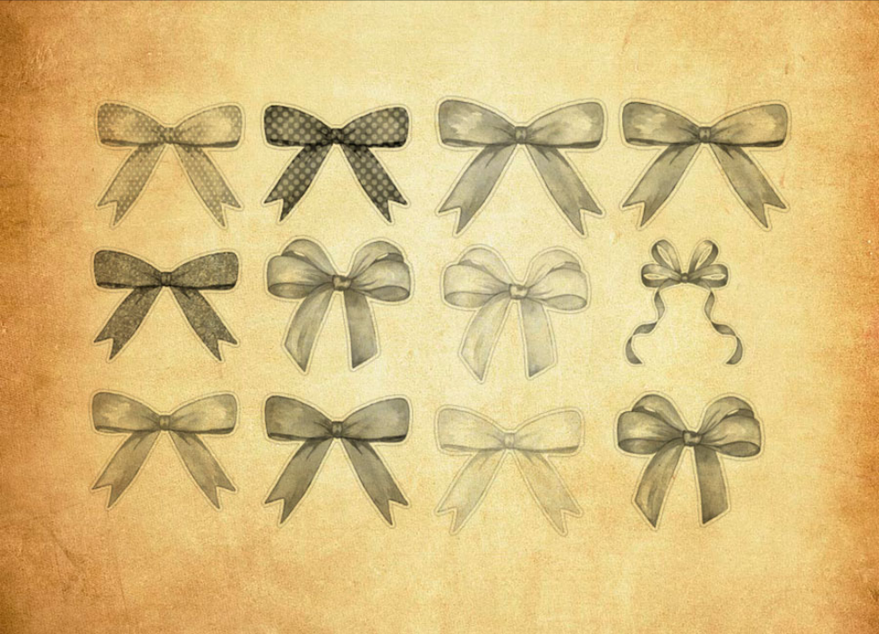 15款手绘蝴蝶结PS笔刷 - 多功能15款手绘蝴蝶结素材，适配各类设计项目-25虚拟网