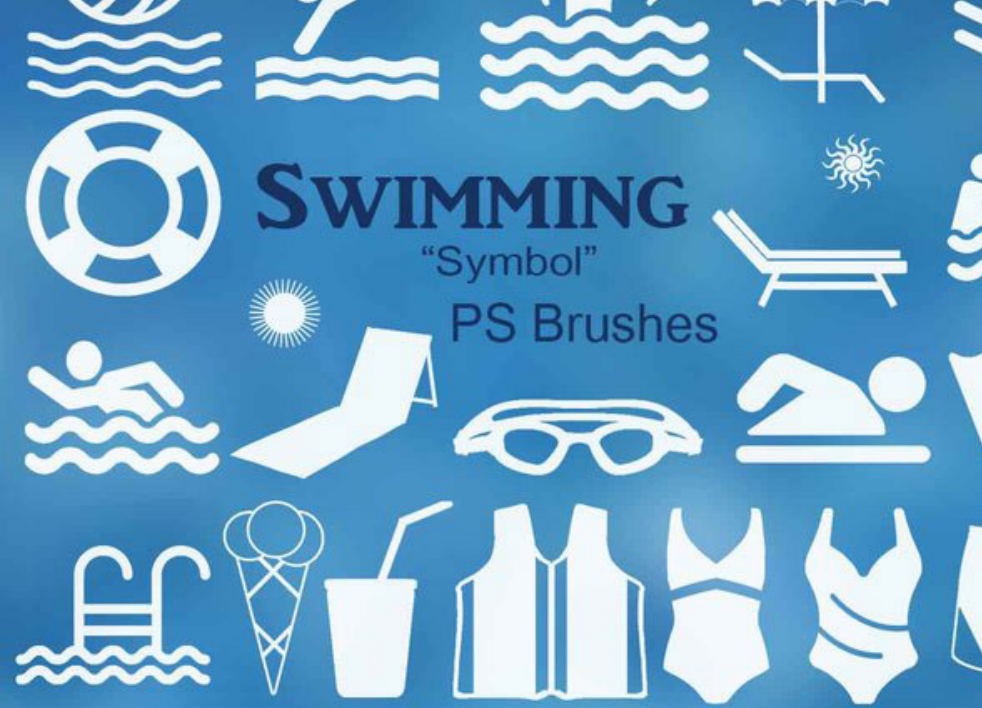 20款夏季游泳元素和图标PS笔刷资源 - 精选20款夏季游泳元素和图标元素,适用于节日季节类设计-25虚拟网