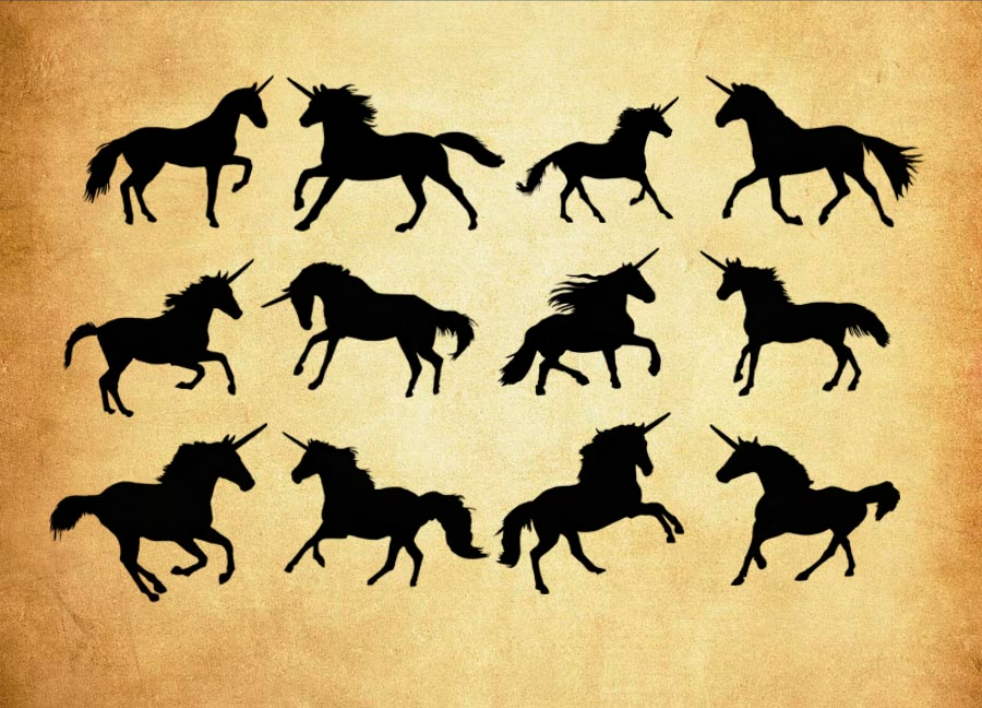 专业20款独角兽剪影PS笔刷 - 包含高品质20款独角兽剪影样式，兼容Photoshop全版本-25虚拟网