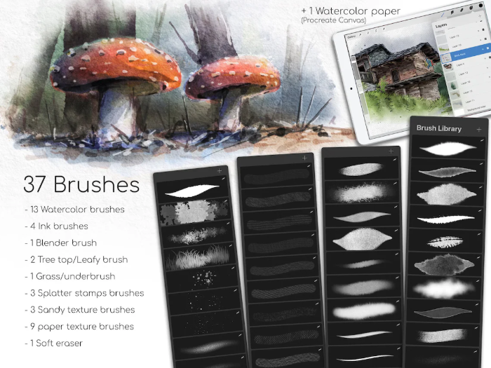 图片[2]-Procreate MC水彩画笔组 写实风格真实水彩效果与场景创作数字工具-25虚拟网