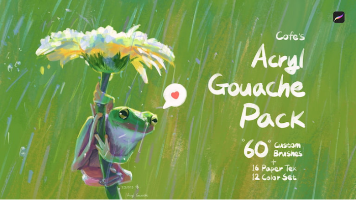 Procreate 丙烯水粉颜料笔刷包 写实风格丙烯质感与色彩创作数字工具-25虚拟网