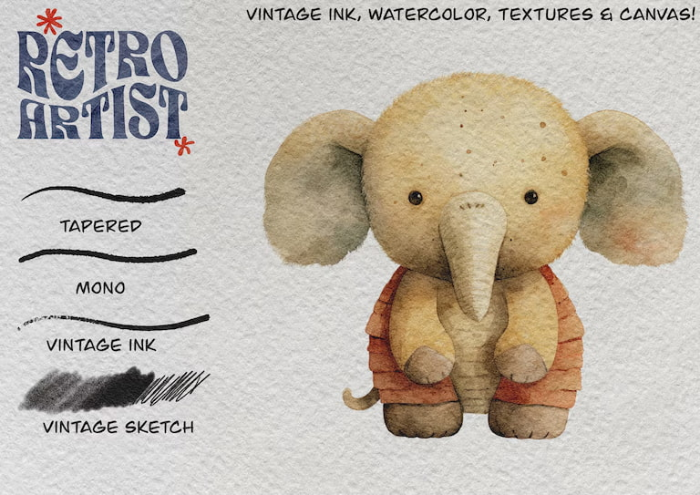 图片[5]-Procreate 复古艺术画笔套装 复古风格墨水与水彩质感创作数字工具-25虚拟网