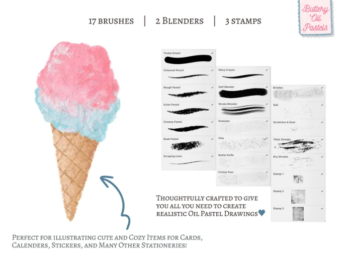 图片[2]-Procreate顺滑油画棒笔刷套装 22支笔刷7张画布 数字绘画创作工具包-25虚拟网