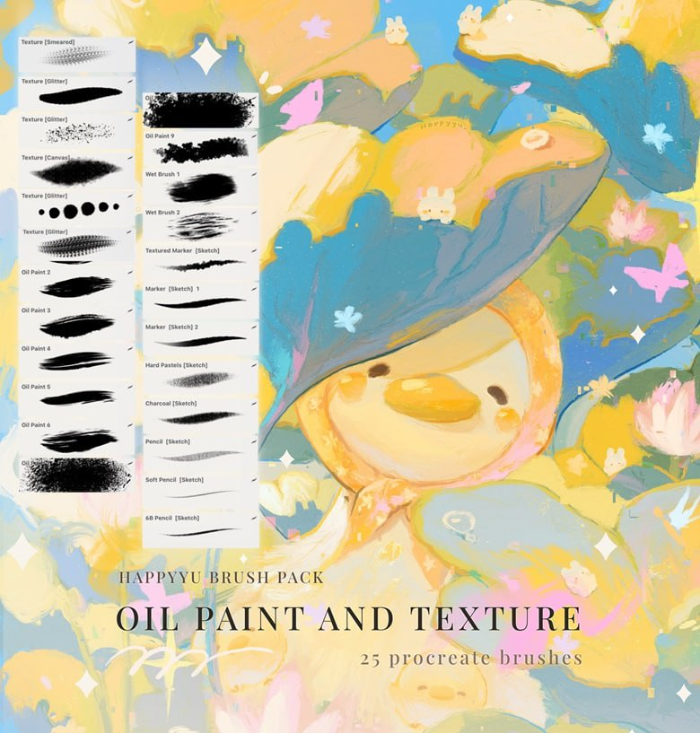 Happyyu Procreate画笔包 25支笔刷 数字绘画创作工具包分享-25虚拟网