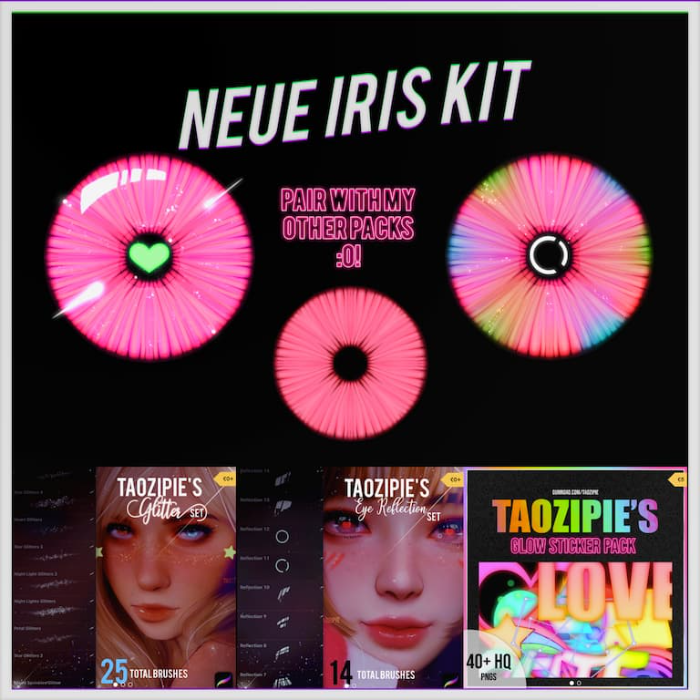 图片[3]-Procreate Taozipie眼睛虹膜笔刷套件 梦幻风格眼部虹膜细节与3D闪光表现数字工具-25虚拟网