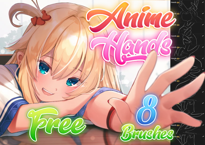 Procreate Attki漫画手部辅助线笔刷组 动漫风格手部造型与参考创作数字工具-25虚拟网