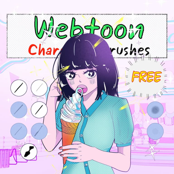 Procreate 网络漫画人物角色笔刷组 动漫风格网络漫画角色创作数字工具-25虚拟网