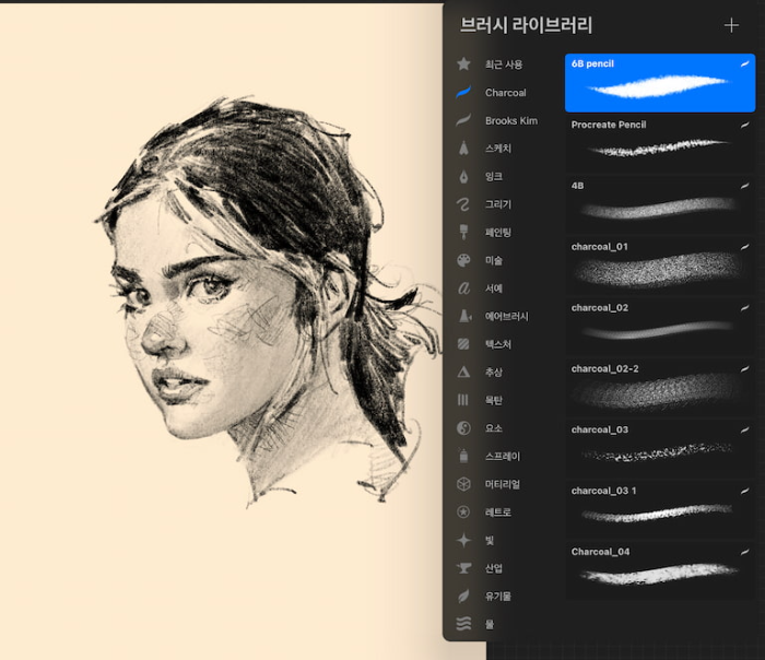 Procreate炭笔画笔套装 五种基础画笔 助力素描质感与炭笔风格创作-25虚拟网