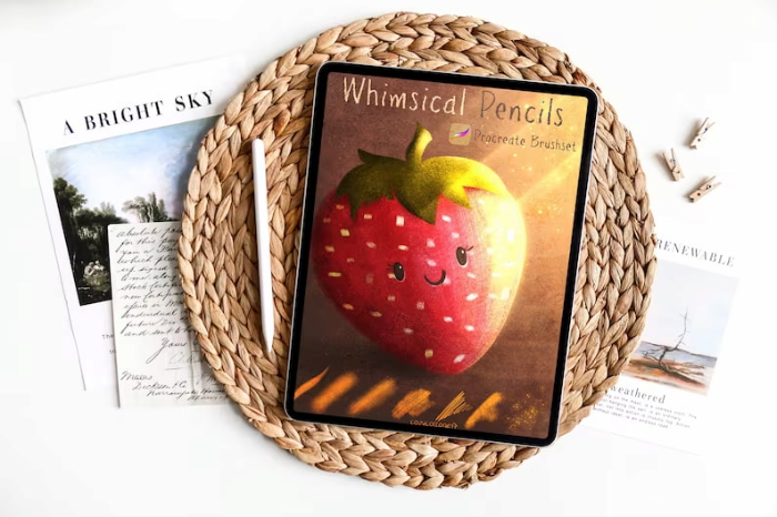 图片[3]-Procreate童趣复古铅笔蜡笔套装 8支特色画笔+4个色卡 助力可爱风与复古质感插画创作-25虚拟网