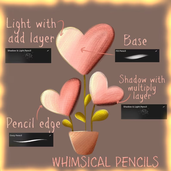 图片[5]-Procreate童趣复古铅笔蜡笔套装 8支特色画笔+4个色卡 助力可爱风与复古质感插画创作-25虚拟网