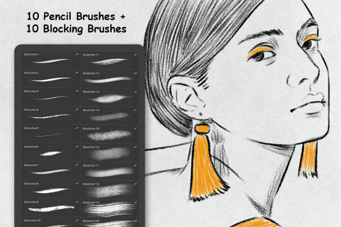 图片[2]-Procreate 20支素描画笔套装 炭笔铅笔双质感 适配专业插画与概念设计-25虚拟网