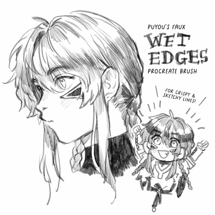 Procreate Puyou's Faux Wet Edges笔刷 仿湿边质感 适配速写与线条表现-25虚拟网
