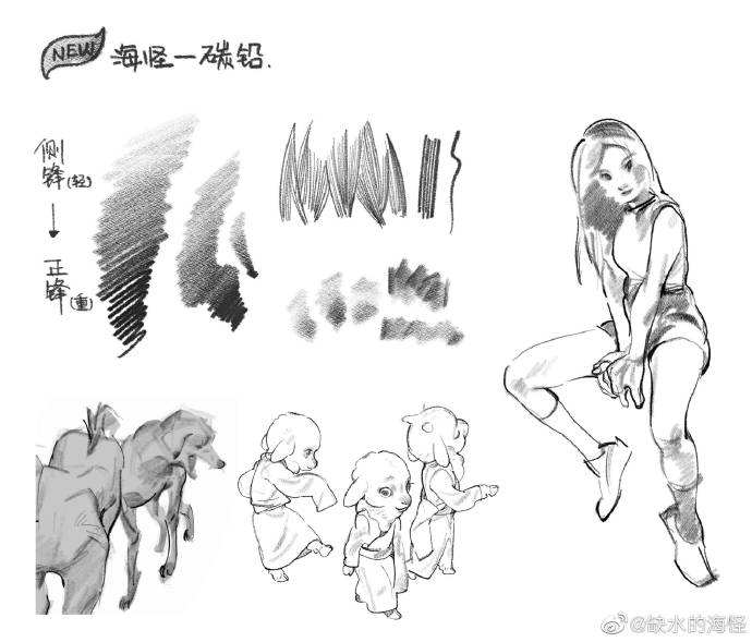 Procreate海怪碳铅笔刷 德文特基础改良 适配素描侧锋与中锋过渡表现-25虚拟网