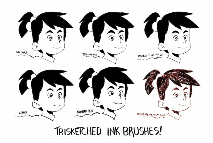 Procreate墨水和素描笔刷套装 多风格勾线笔刷 适配线稿与风格化表现-25虚拟网