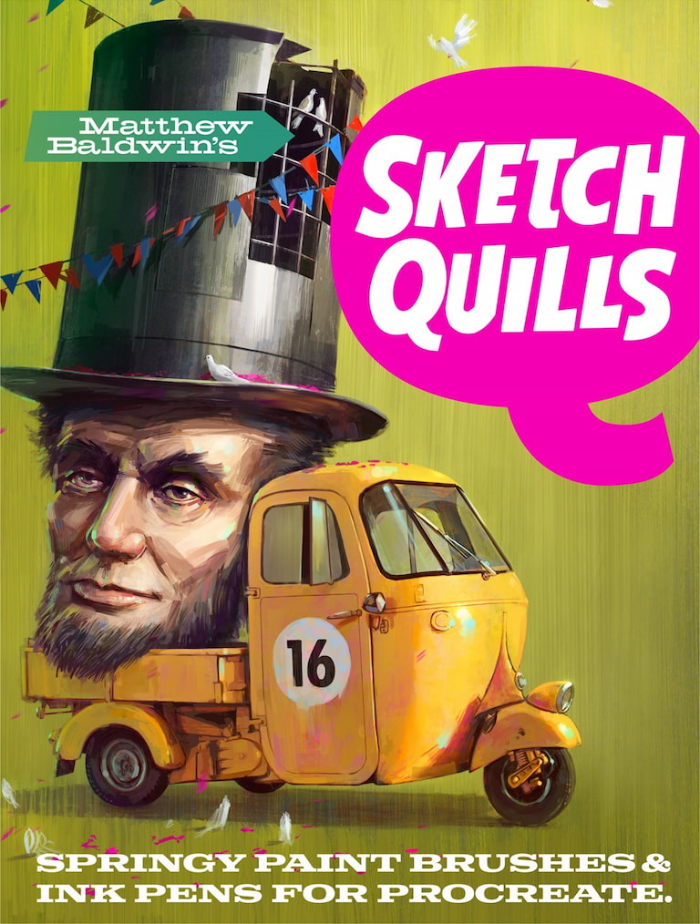 Procreate素描鹅毛笔轻墨水笔刷 风格化线条笔刷 适配创意素描与质感表现-25虚拟网