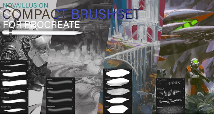 Procreate CG快速绘图和素描笔刷 多风格质感笔刷 适配科幻概念与快速表现-25虚拟网