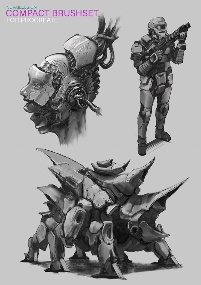 图片[4]-Procreate CG快速绘图和素描笔刷 多风格质感笔刷 适配科幻概念与快速表现-25虚拟网