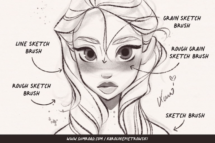 图片[2]-Procreate Karoline线稿和草稿笔刷套装 5支质感笔刷 适配粗粝草稿、线稿与颗粒表现-25虚拟网